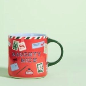 Anthro George & Viv Very Merry Naughty Nice Mug
